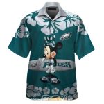 Philadelphia Eagles Floral Minnie Mouse Hawaiian Shirt