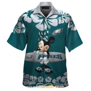 Philadelphia Eagles Floral Minnie Mouse Hawaiian Shirt