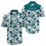Philadelphia Eagles Floral Teal And White Hawaiian Shirt