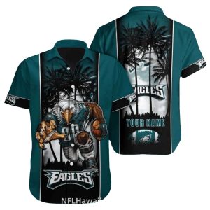 Personalized Philadelphia Eagles Palm Tree Night Theme Hawaiian Shirt