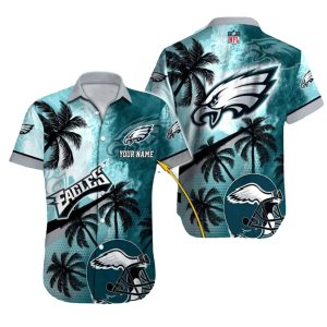 Philadelphia Eagles Palm Trees And Helmet Hawaiian Shirt