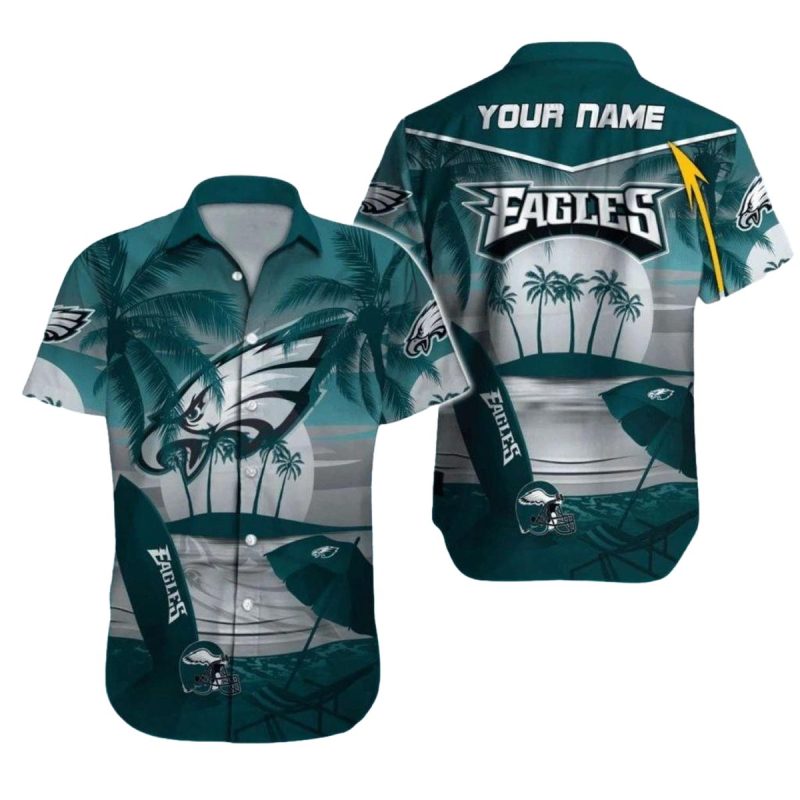 Philadelphia Eagles Hawaiian Shirt Palm Trees And Sunset Surfing 1 3 1024X1024 1