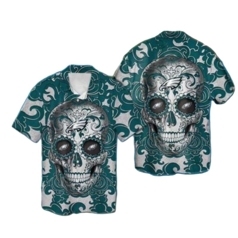 Philadelphia Eagles Hawaiian Shirt Sugar Skull Art Design 1 3 1024X1024 1