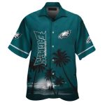 Philadelphia Eagles Sunset Palm Tree Coconut Hawaiian Shirt