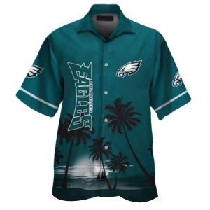 Philadelphia Eagles Sunset Palm Tree Coconut Hawaiian Shirt