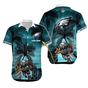 Personalized Philadelphia Eagles Tiki Statue And Palm Trees Hawaiian Shirt