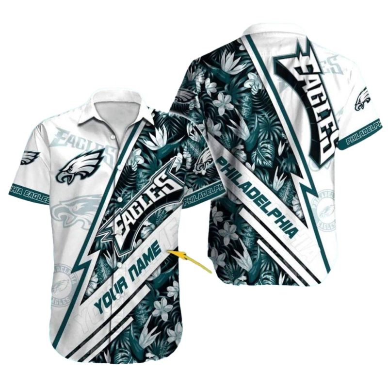 Philadelphia Eagles Hawaiian Shirt White Floral Lightning Design 1 3 1024X1024 1