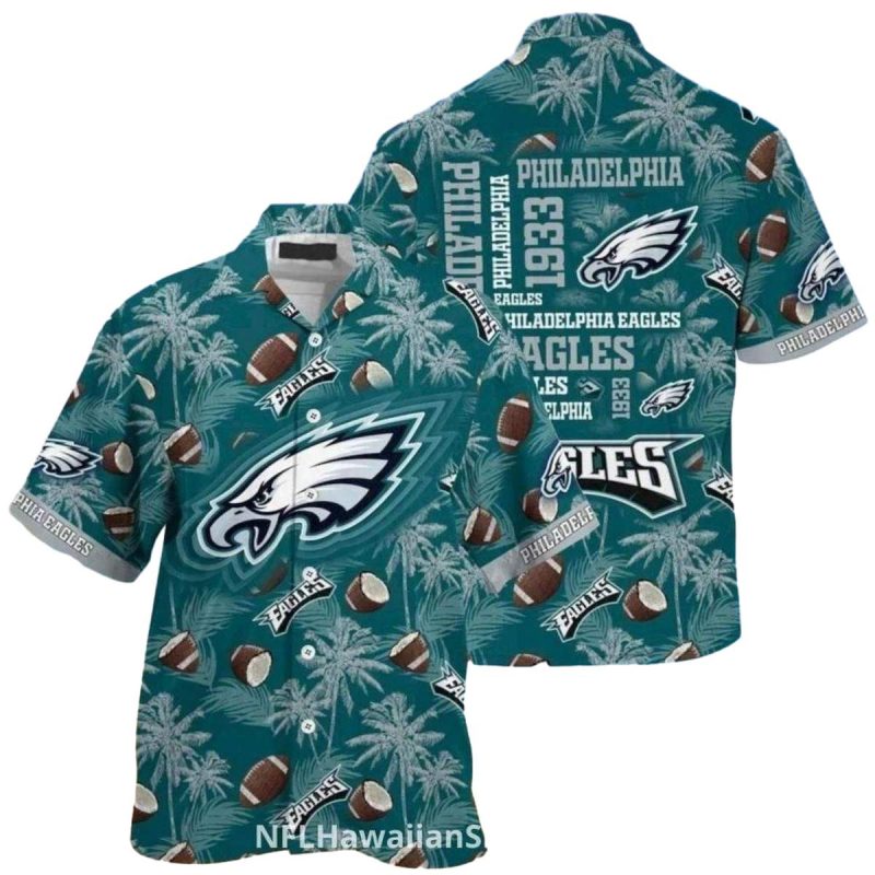 Philadelphia Eagles Hawaiian Shirt With Football And Palms 1 3 1024X1024 1