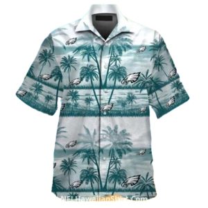Philadelphia Eagles With White And Teal Palms Hawaiian Shirt