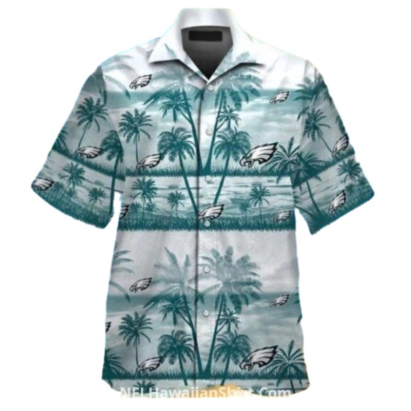 Philadelphia Eagles Hawaiian Shirt With White And Teal Palms 1 3 1024X1024 1