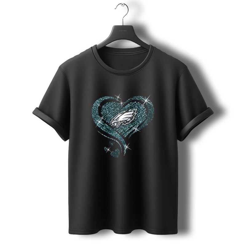 Philadelphia Eagles Heart Diamond Sparkle T Shirt T Shirt 0 1