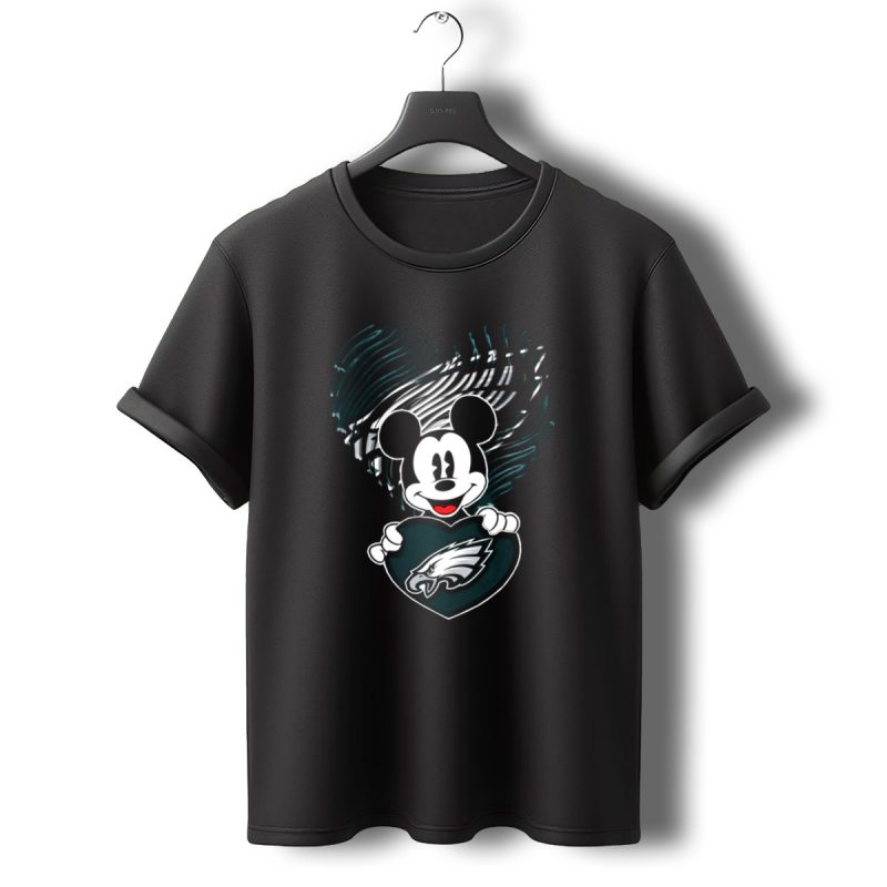 Philadelphia Eagles Heart Mickey Mouse T Shirt T Shirt 0 1
