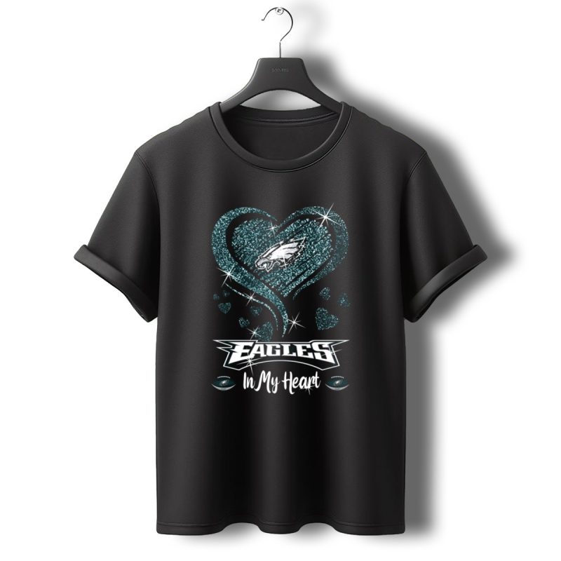 Philadelphia Eagles Heart Sparkle T Shirt T Shirt 0 1
