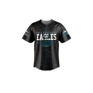Philadelphia Eagles Helmet Logo Black Baseball Jersey