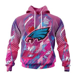 Philadelphia Eagles Breast Cancer Support All Over Print Hoodie For Her