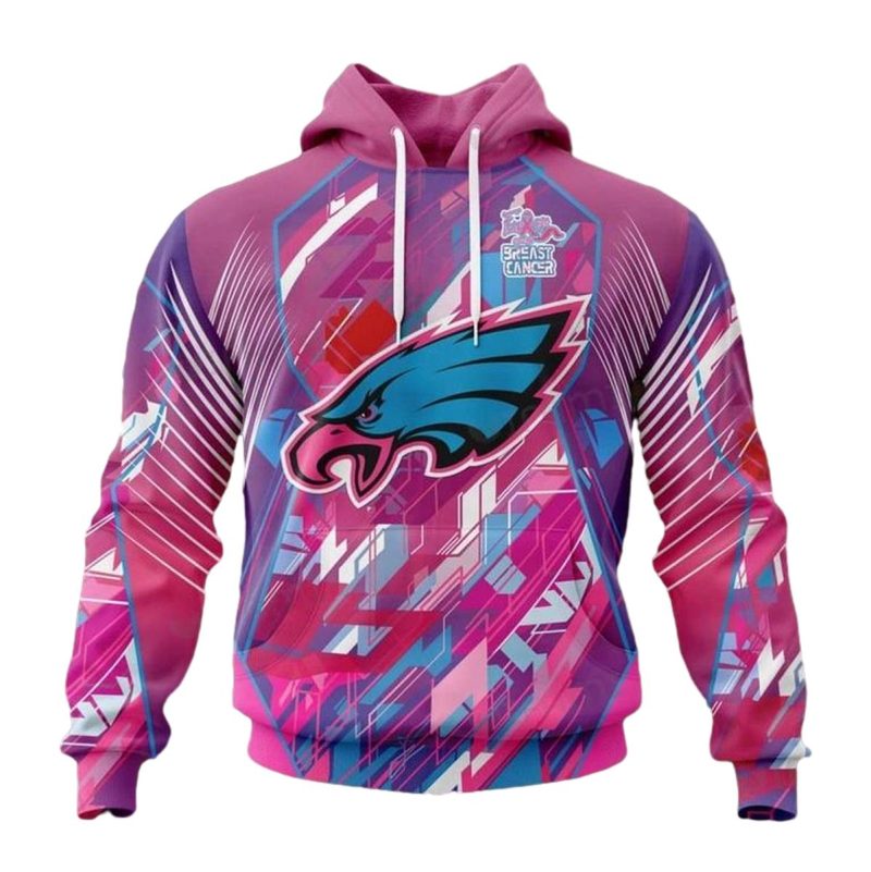 Philadelphia Eagles Hoodie 3D Breast Cancer Support Philadelphia Eagles Gift For Her 0 768X768 1