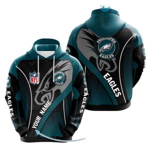 Personalized Philadelphia Eagles Black Green All Over Print Hoodie