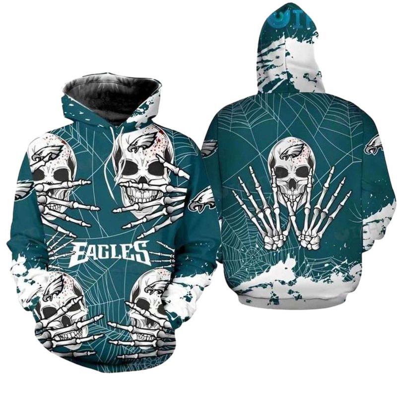 Philadelphia Eagles Hoodie 3D Dead Skull Spiderweb Philadelphia Eagles Gift 0 768X768 1