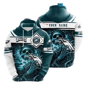 Personalized Philadelphia Eagles Egyptian Skull Logo All Over Print Hoodie