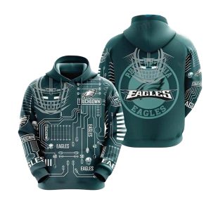Philadelphia Eagles Field Football Helmet Sketch All Over Print Hoodie