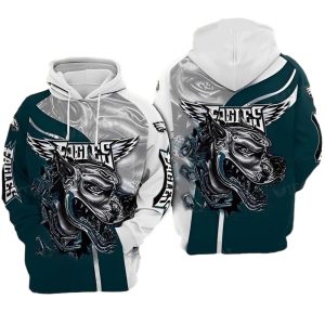 Philadelphia Eagles Pitbull Head All Over Print Hoodie