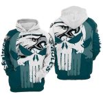 Philadelphia Eagles Punisher Skull Blue White All Over Print Hoodie