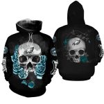 Philadelphia Eagles Skeleton Roses Black All Over Print Hoodie