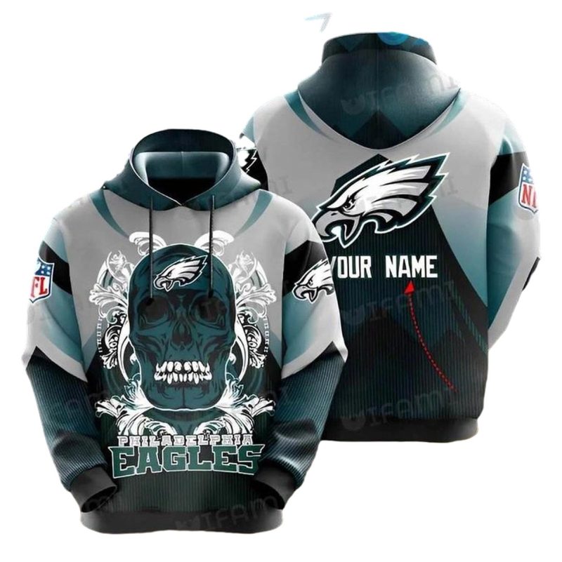 Philadelphia Eagles Hoodie 3D Skull Custom Name Philadelphia Eagles Gift 0 768X768 1