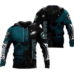 Philadelphia Eagles Skull Galaxy Background Logo All Over Print Hoodie