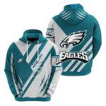 Philadelphia Eagles Stripe Pattern Blue White Logo All Over Print Hoodie