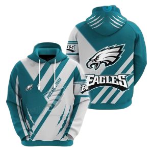Philadelphia Eagles Stripe Pattern Blue White Logo All Over Print Hoodie