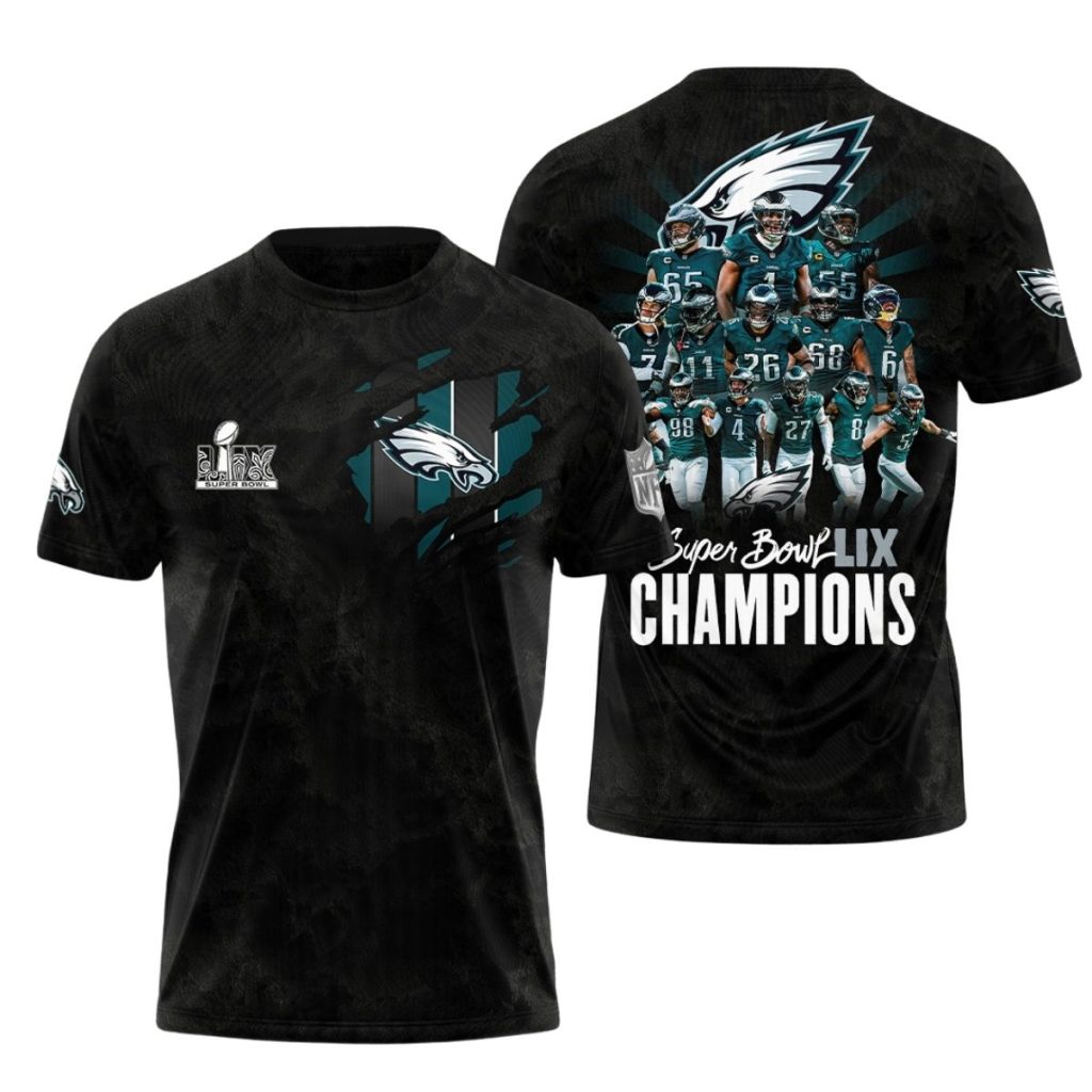 Philadelphia Eagles In My Heart Sb Lix Champions Black Aop T Shirt