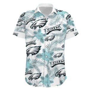 Philadelphia Eagles Island Breeze White Floral Hawaiian Shirt