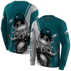 Philadelphia Eagles Jack Skellington Green AOP Sweatshirt