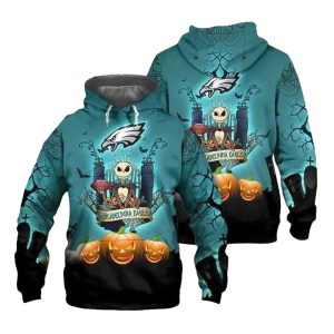 Philadelphia Eagles Jack Skellington Halloween All Over Print Hoodie