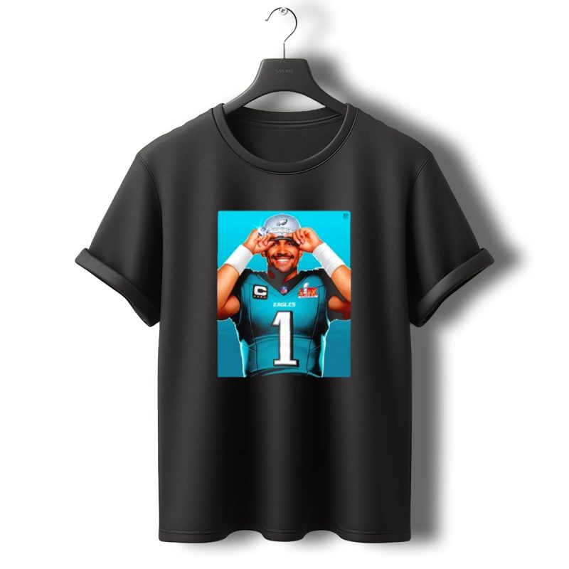 Philadelphia Eagles Jalen Hurts Lix Super Bowl Champion Player Portrait T Shirt T Shirt 0 1