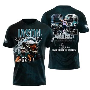 Philadelphia Eagles Jason Kelce 62 Thank You For The Memories AOP T-Shirt