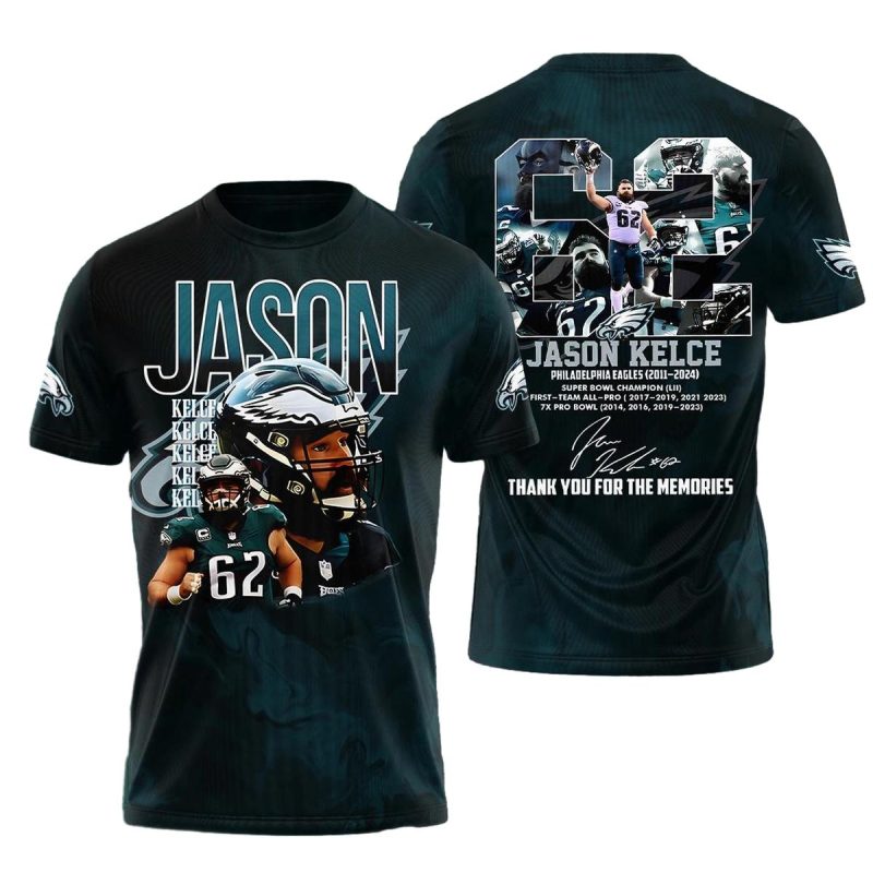 Philadelphia Eagles Jason Kelce 62 Thank You For The Memories Aop Tshirt