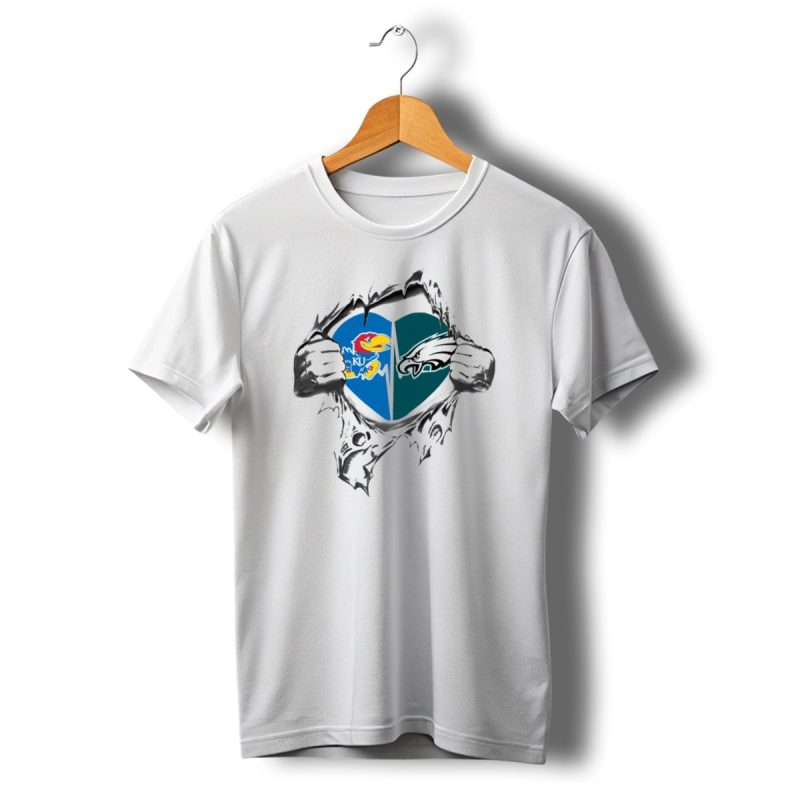 Philadelphia Eagles Kansas Jayhawks Heart T Shirt T Shirt 1 1