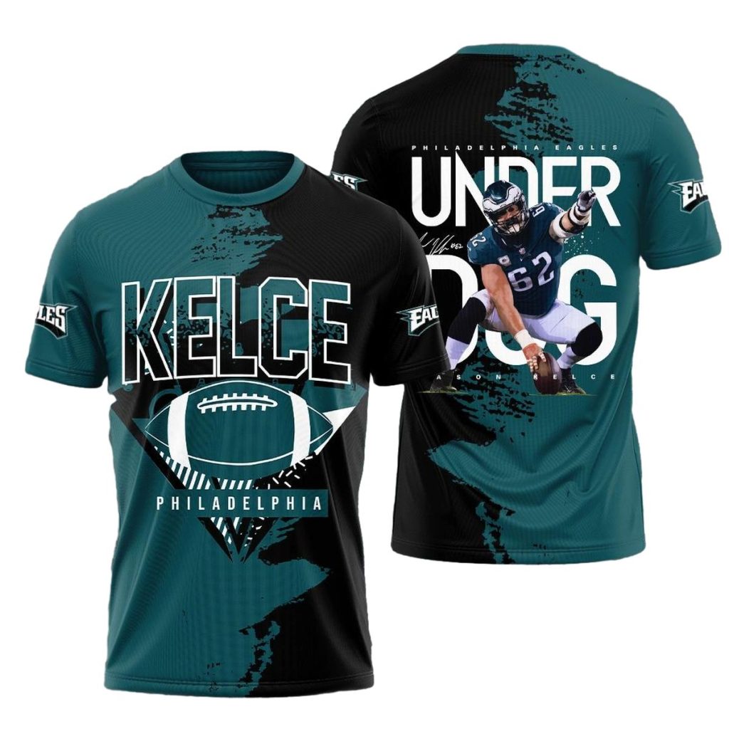 Philadelphia Eagles Kelce 62 Under Dog Aop Tshirt