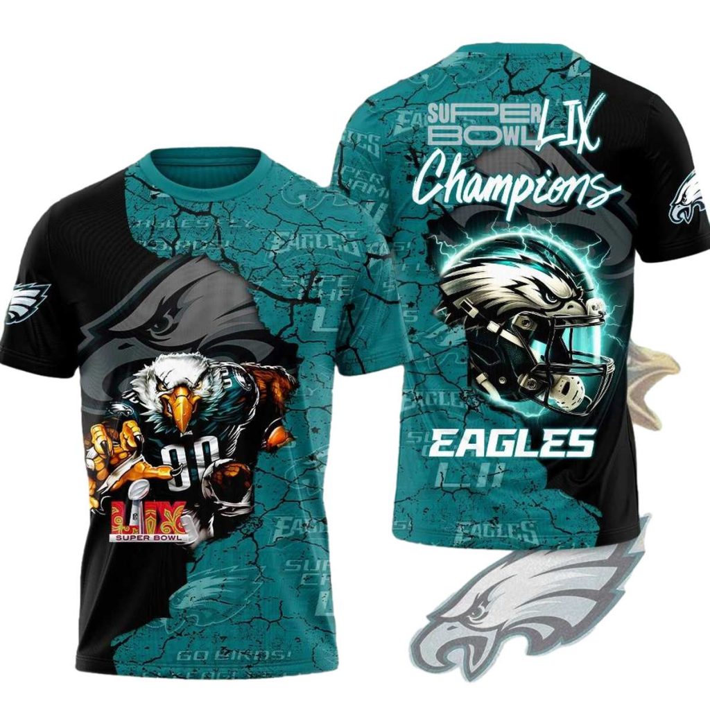 Philadelphia Eagles Lix Champions Mascot Aop T Shirt