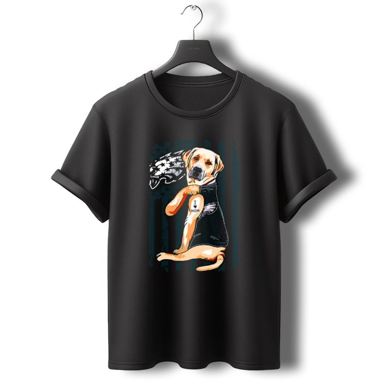 Philadelphia Eagles Labrador Retriever I Love Mom Tattoo T Shirt T Shirt 0 1
