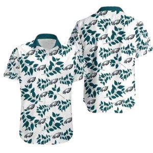 Philadelphia Eagles Logo Leafy Wings Monochrome Hawaiian Shirt