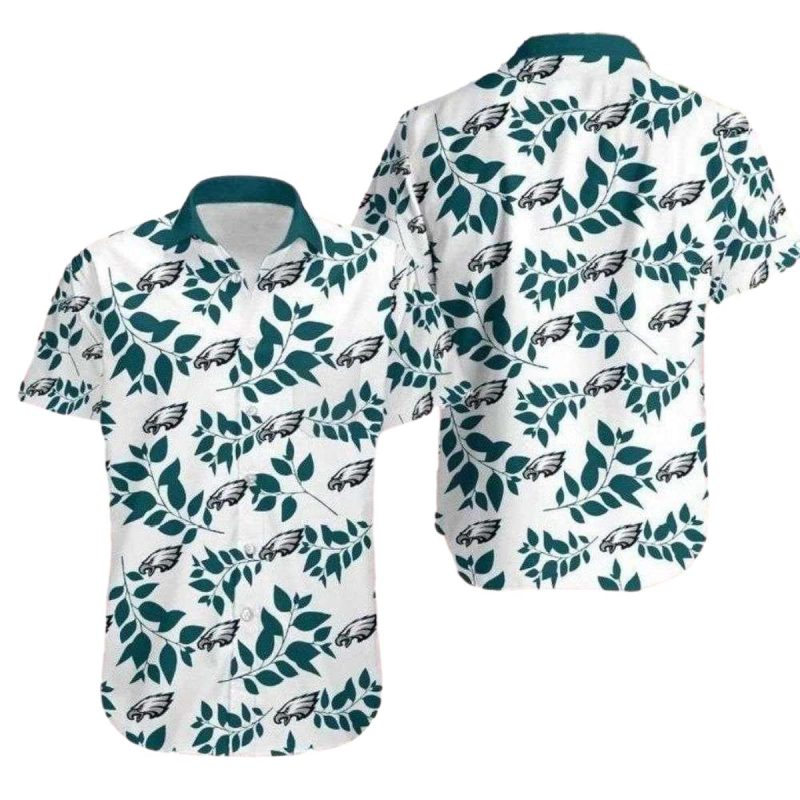 Philadelphia Eagles Leafy Wings Monochrome Hawaiian Shirt 1