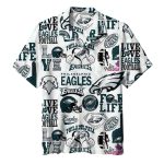 Philadelphia Eagles Life And Football Sketch White Hawaiian Shirt
