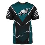 Philadelphia Eagles Lightning Graphic Black And Green AOP T-Shirt