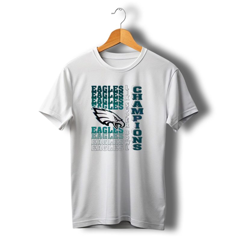 Philadelphia Eagles Lix Super Bowl Champions Gradient Wordmark Vintage T Shirt T Shirt 1 1