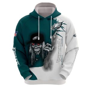Philadelphia Eagles Logo Skuu With Hat All Over Print Hoodie