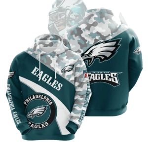 Philadelphia Eagles Logo Fly Eagles Fly Military All Over Print Hoodie