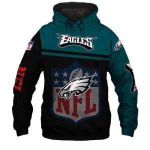Philadelphia Eagles Logo Football All Over Print Hoodie